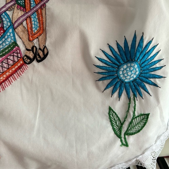 Vintage Mexican Day Of The Dead Maxi Dress with Colorful Embroidery Free Size - Picture 4 of 15